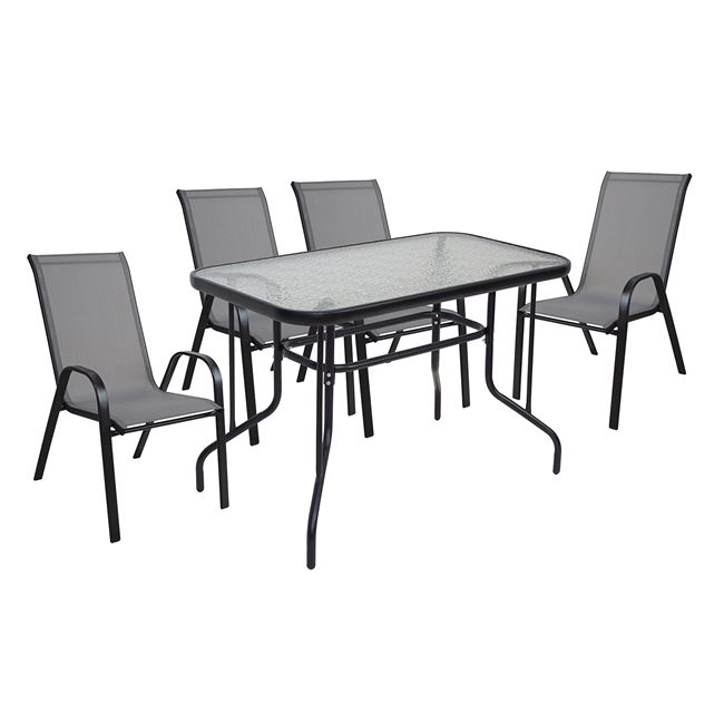 Σετ κήπου "RIO" μεταλλικό/Textilene σε μαύρο/γκρι χρώμα