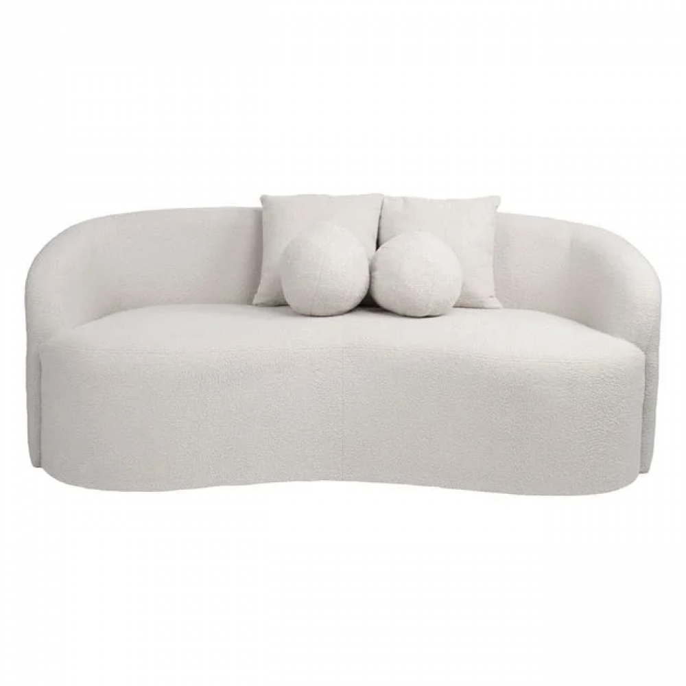 Καναπές "LYON" διθέσιος απο teddy ύφασμα σε χρώμα άσπρο 178x82x68