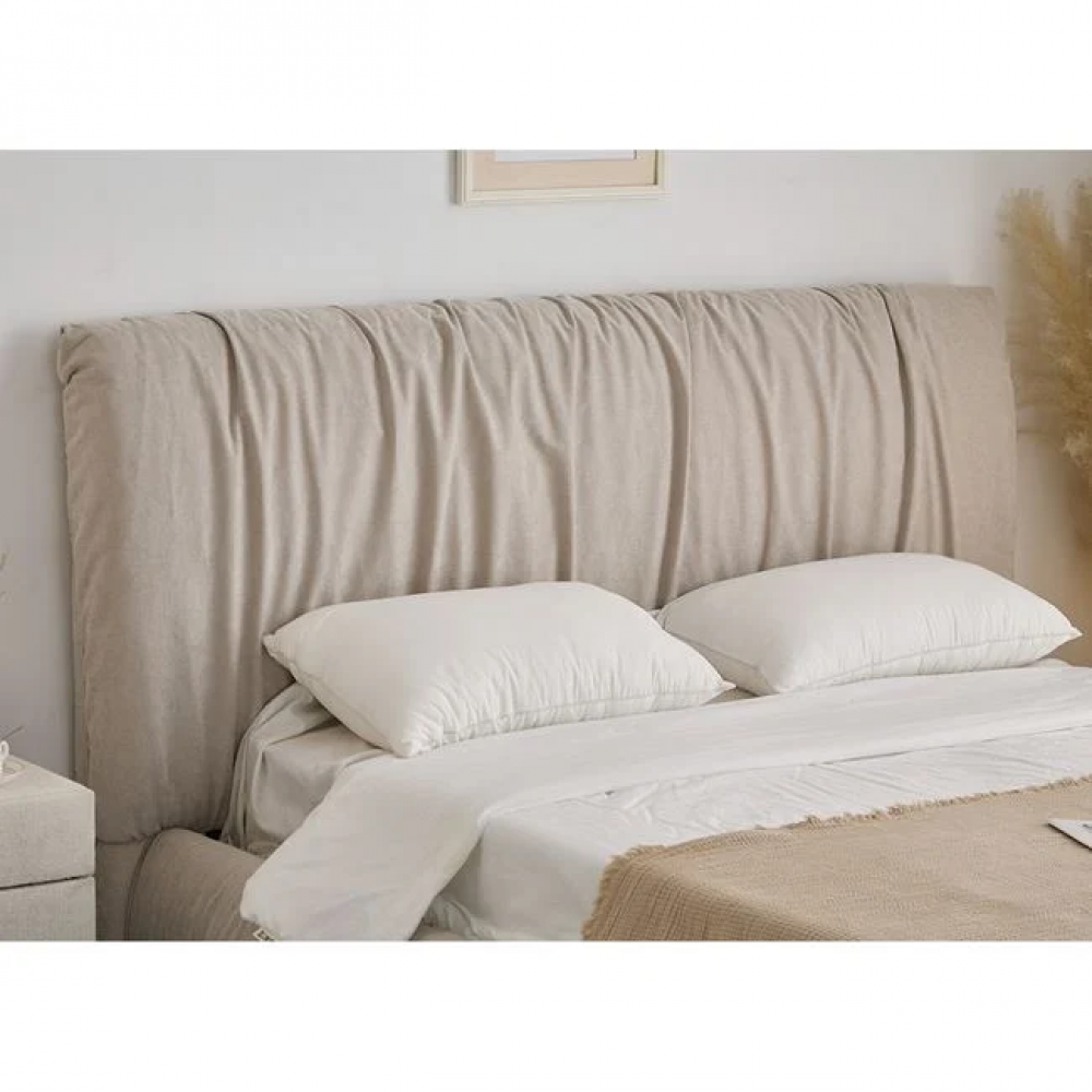 Κρεβάτι διπλό "TOKYO" από ύφασμα σε χρώμα μπεζ 160x200