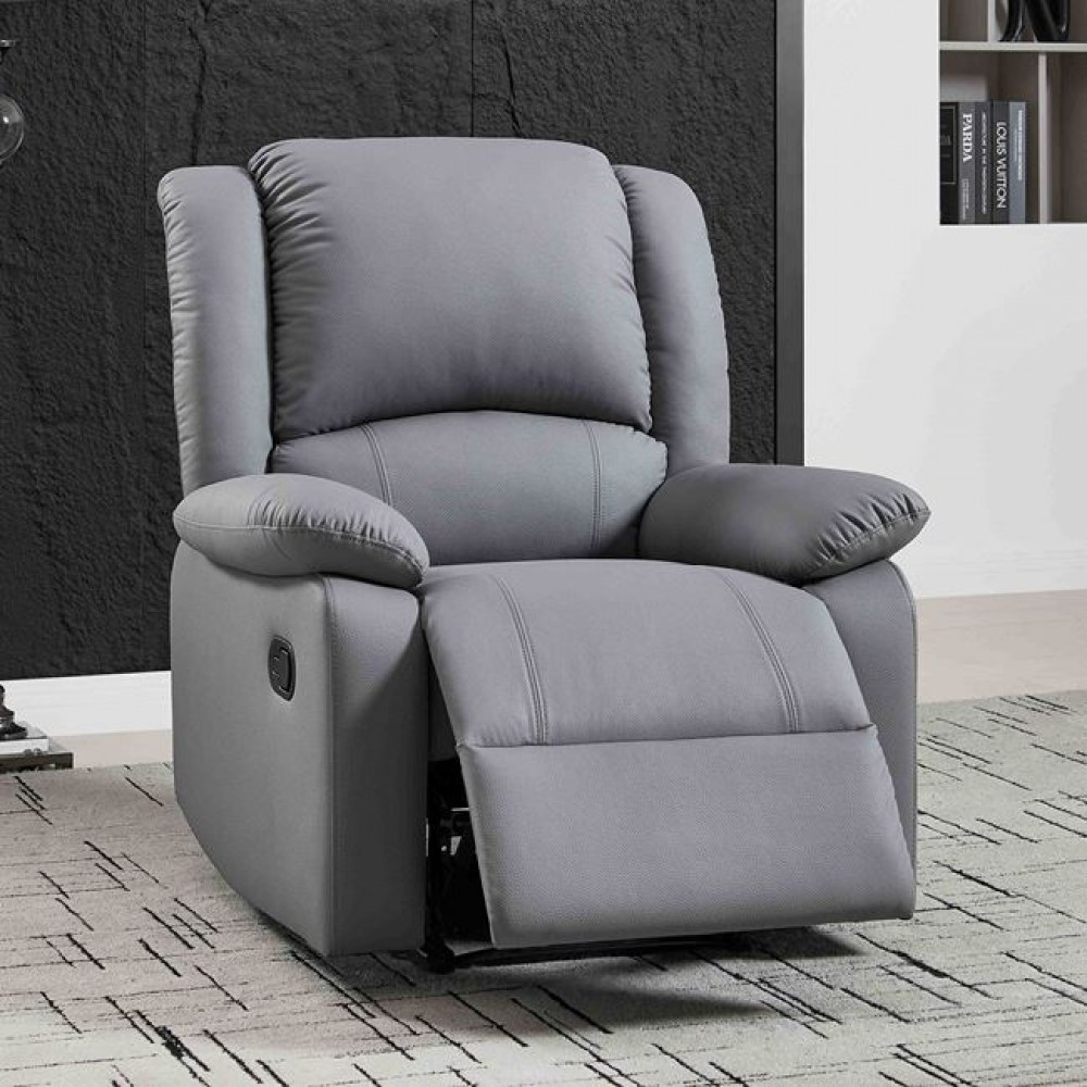 Πολυθρόνα relax "EVA" από τεχνόδερμα σε σκούρο γκρι χρώμα 84x91x102