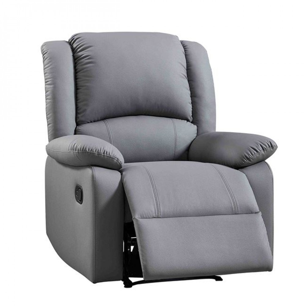 Πολυθρόνα relax "EVA" από τεχνόδερμα σε σκούρο γκρι χρώμα 84x91x102