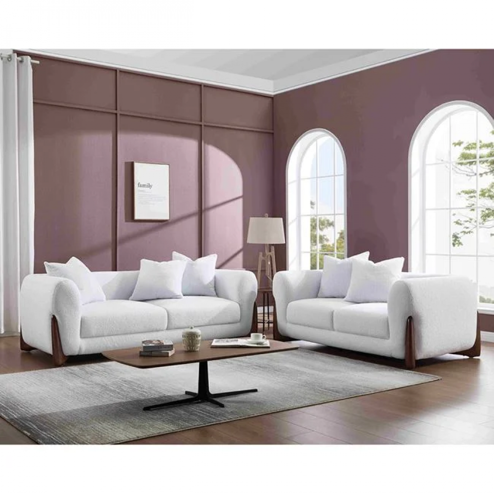 Σετ σαλονιού "KANSAS" απο teddy ύφασμα σε χρώμα άσπρο 174x99/211x99/x90