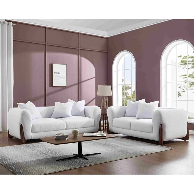 Σετ σαλονιού "KANSAS" απο teddy ύφασμα σε χρώμα άσπρο 174x99/211x99/x90