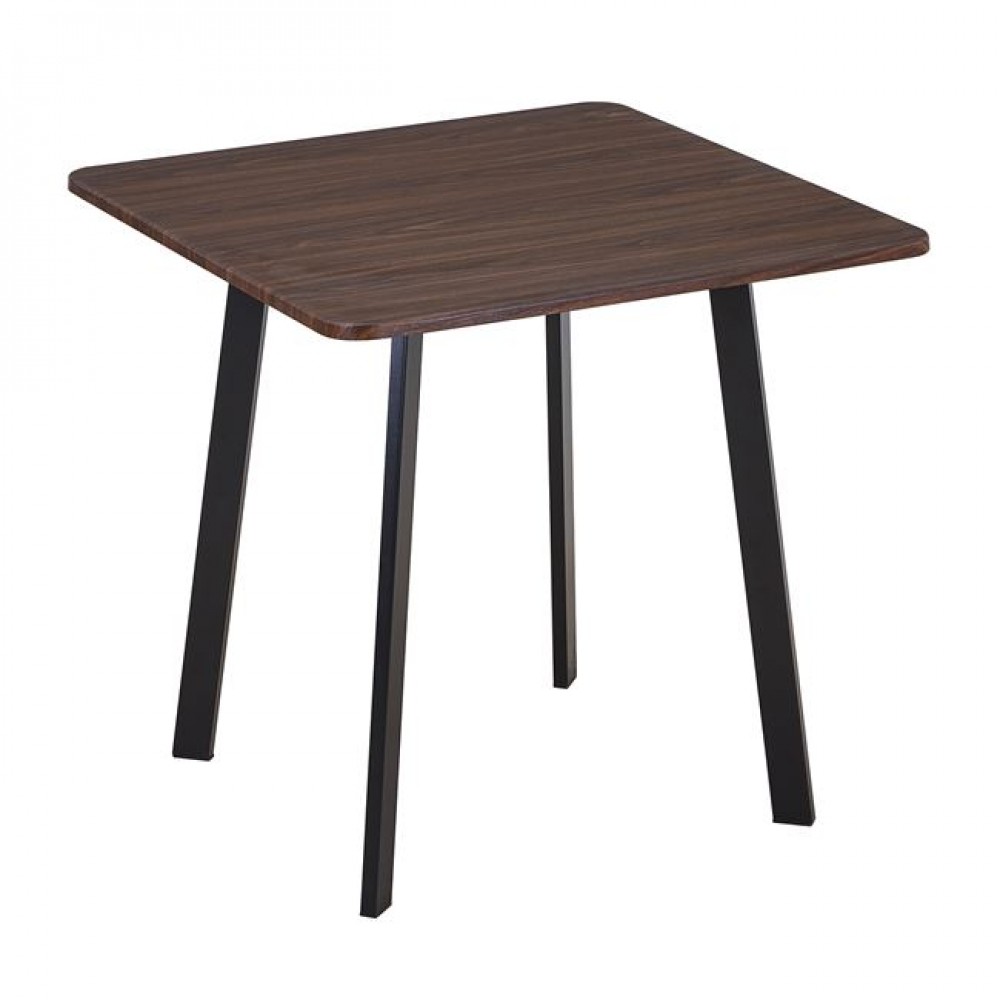 Τραπέζι κουζίνας "BARI" από mdf/μέταλλο σε χρώμα καρυδί/μαύρο 80x80x75