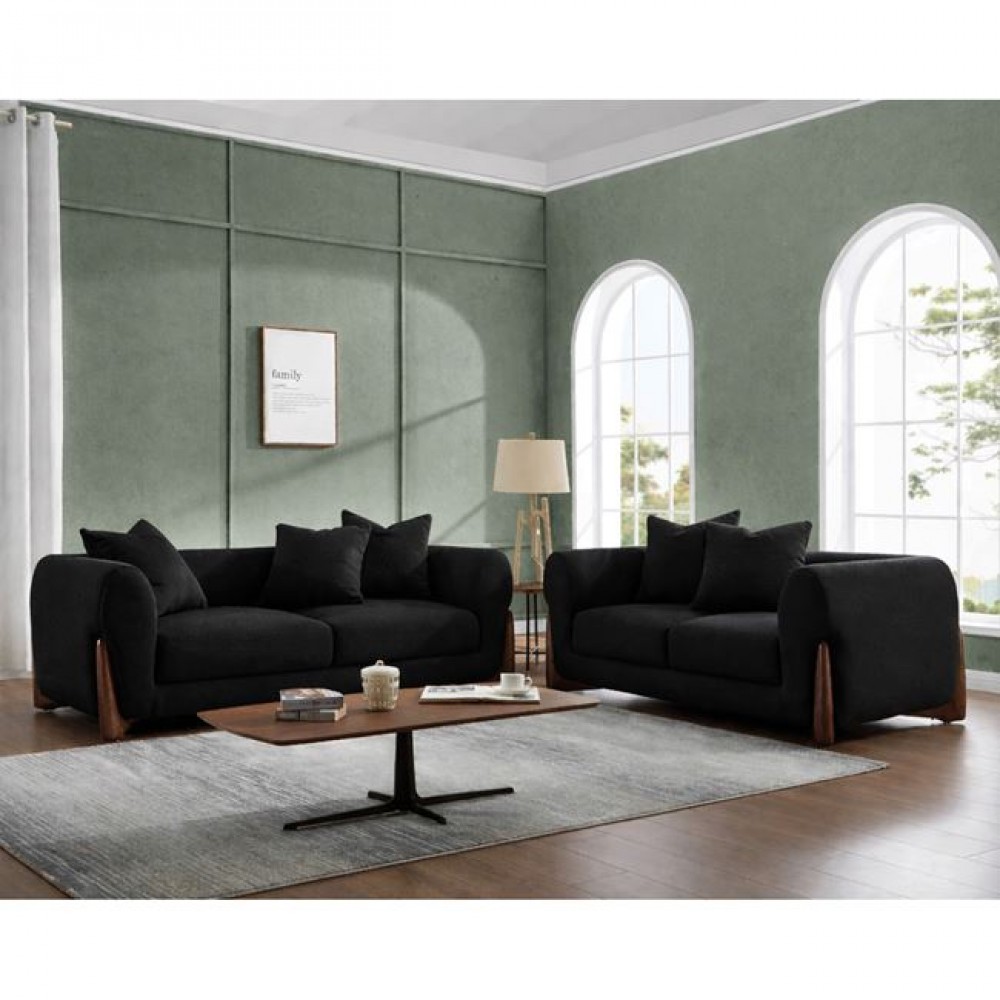 Σετ σαλονιού "KANSAS" απο teddy ύφασμα σε χρώμα μαύρο 174x99/211x99/x90