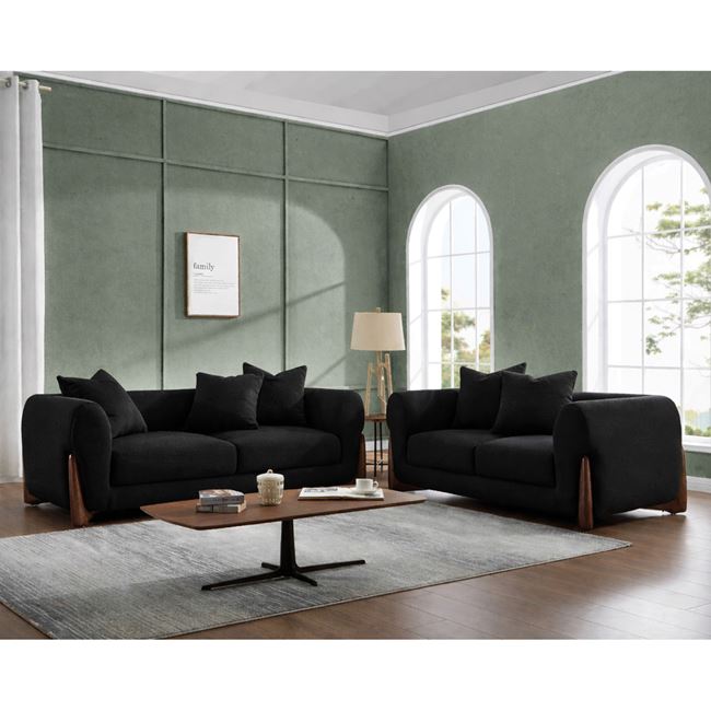 Σετ σαλονιού "KANSAS" απο teddy ύφασμα σε χρώμα μαύρο 174x99/211x99/x90