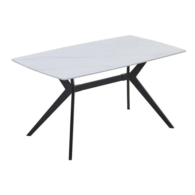Τραπέζι κουζίνας "GALI" από τεχνόπετρα/μέταλλο σε χρώμα λευκό/μαύρο 140x80x75