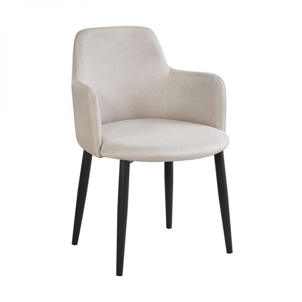 Πολυθρόνα "SOUL" από μέταλλο/ύφασμα σε μαύρο/μπεζ χρώμα 57x60x78