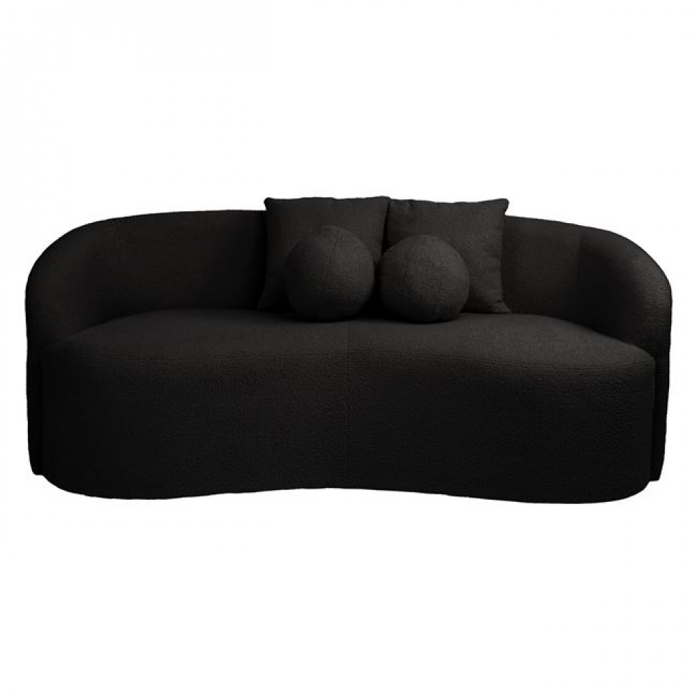 Καναπές "LYON" διθέσιος απο teddy ύφασμα σε χρώμα μαύρο 178x82x68