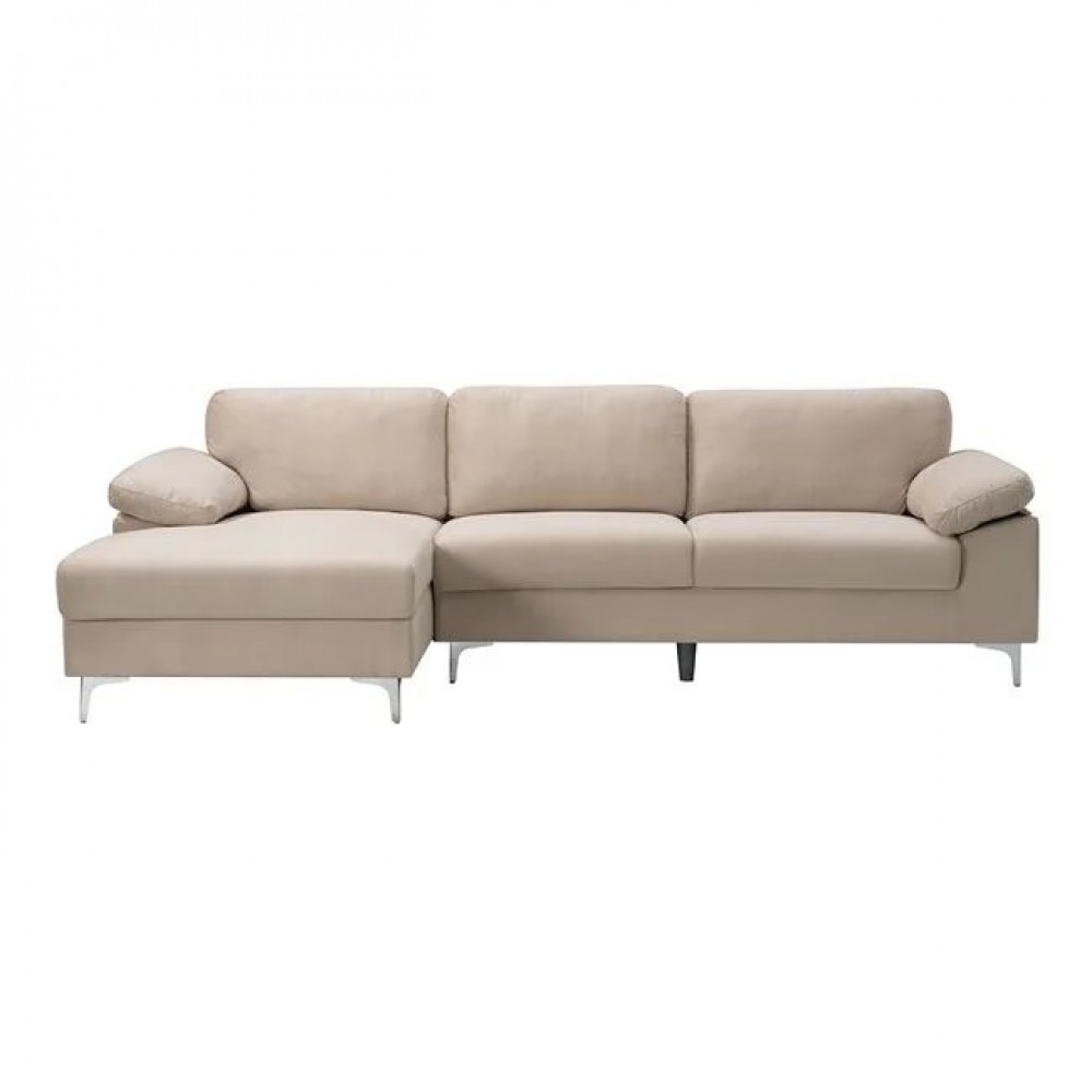 Καναπές σαλονιού "ALEX" με δεξιά γωνία απο ύφασμα σε χρώμα μπεζ 264x132x75/80