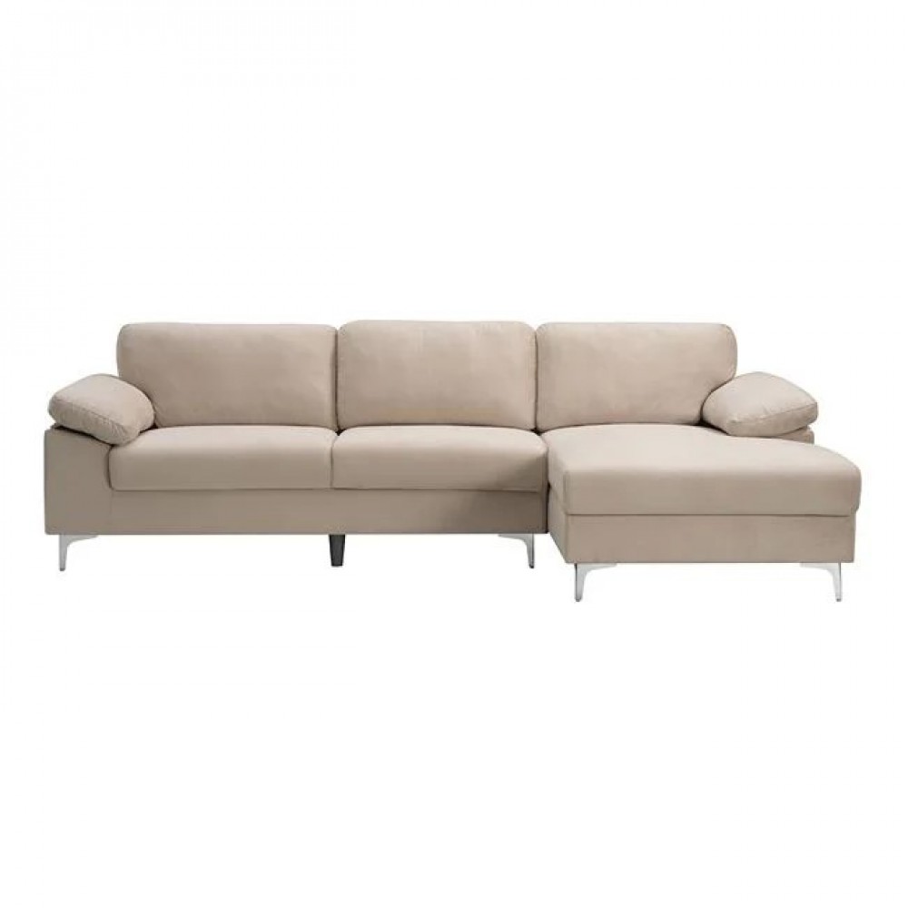 Καναπές σαλονιού "ALEX" με αριστερή γωνία απο ύφασμα σε χρώμα μπεζ 264x132x75/80
