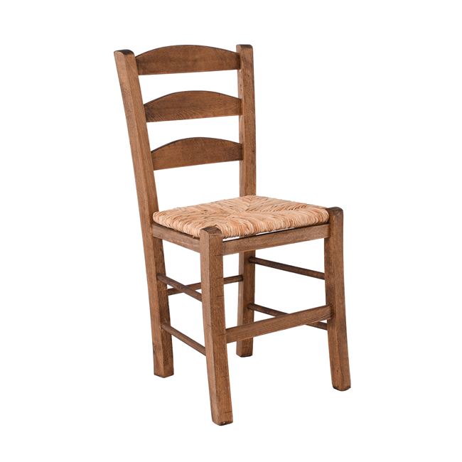 Καρέκλα ψάθινη "ΣΚΥΡΟΣ" απο ξύλο οξιάς σε χρώμα καρυδί 41x43x89