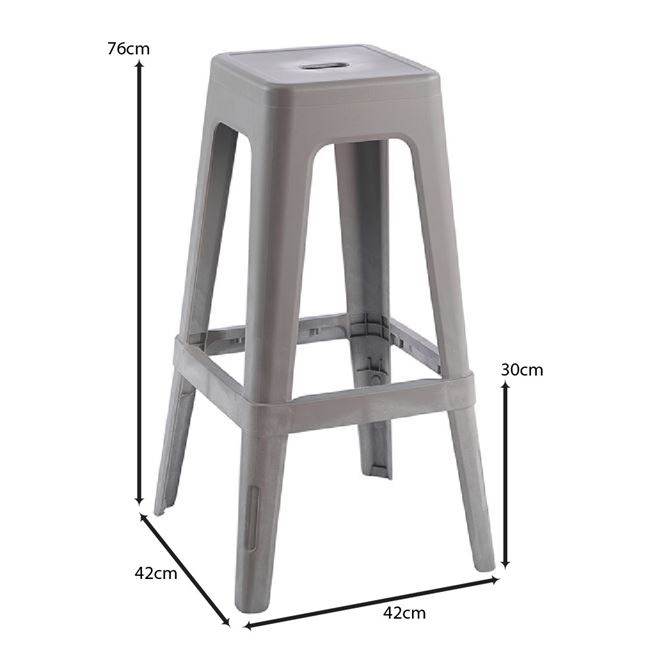 Σκαμπώ μπαρ "RELIX PP" απο PP σε μπεζ χρώμα 42x42x76