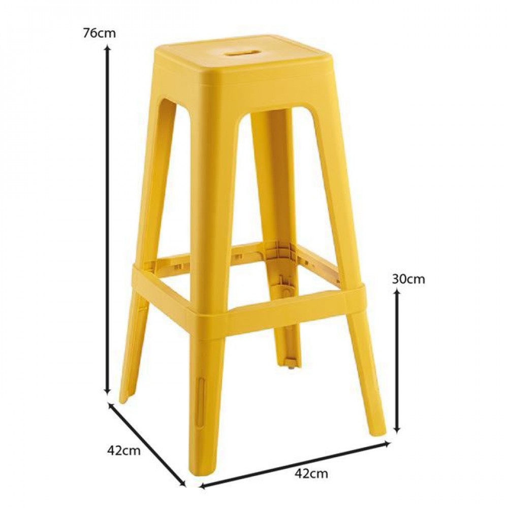 Σκαμπώ μπαρ "RELIX PP" απο PP σε κροκί χρώμα 42x42x76