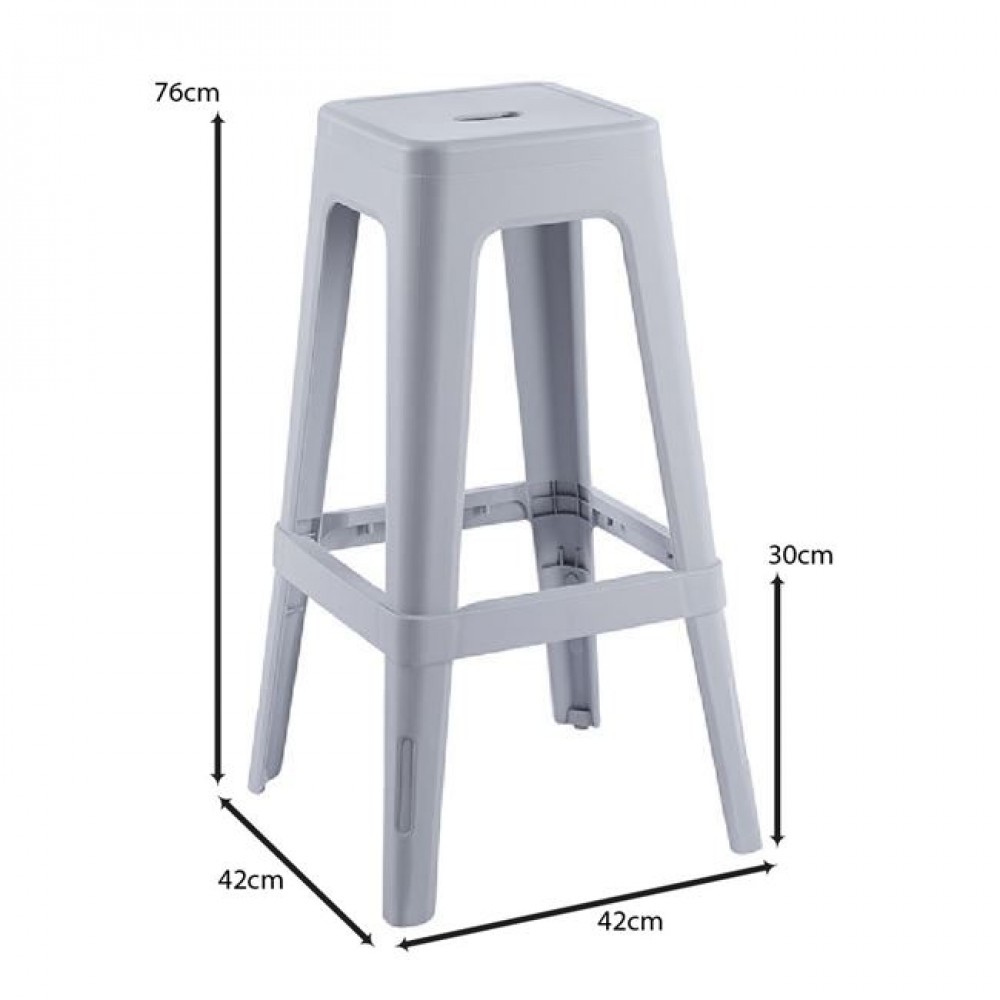 Σκαμπώ μπαρ "RELIX PP" απο PP σε γκρι χρώμα 42x42x76