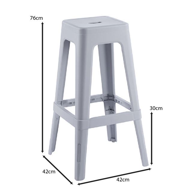 Σκαμπώ μπαρ "RELIX PP" απο PP σε γκρι χρώμα 42x42x76