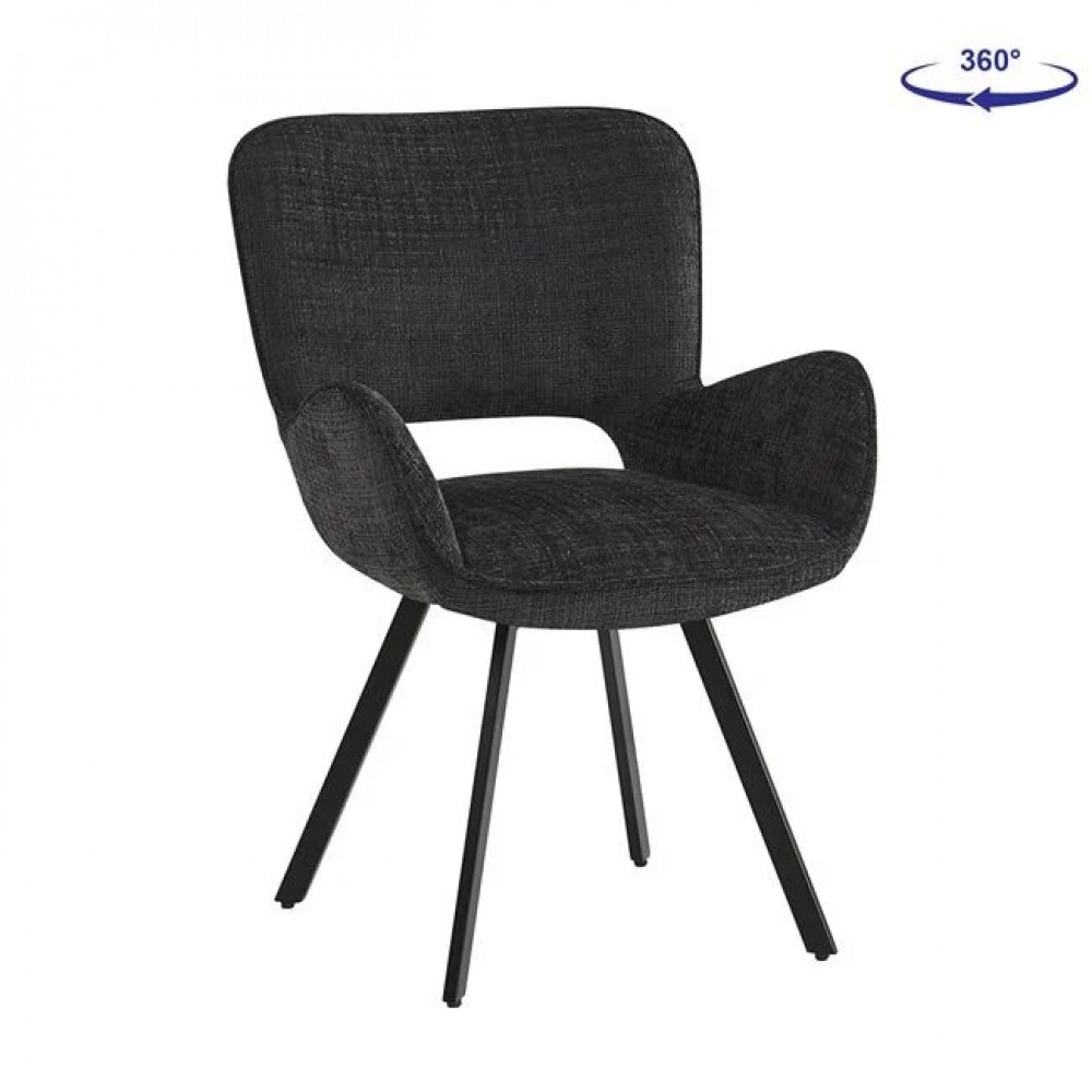 Πολυθρόνα περιστρεφόμενη "VETA" από μέταλλο/ύφασμα σε μαύρο χρώμα 58x58x84