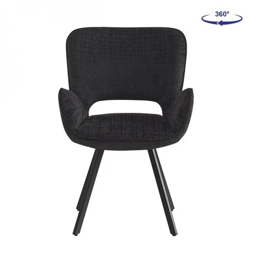 Πολυθρόνα περιστρεφόμενη "VETA" από μέταλλο/ύφασμα σε μαύρο χρώμα 58x58x84