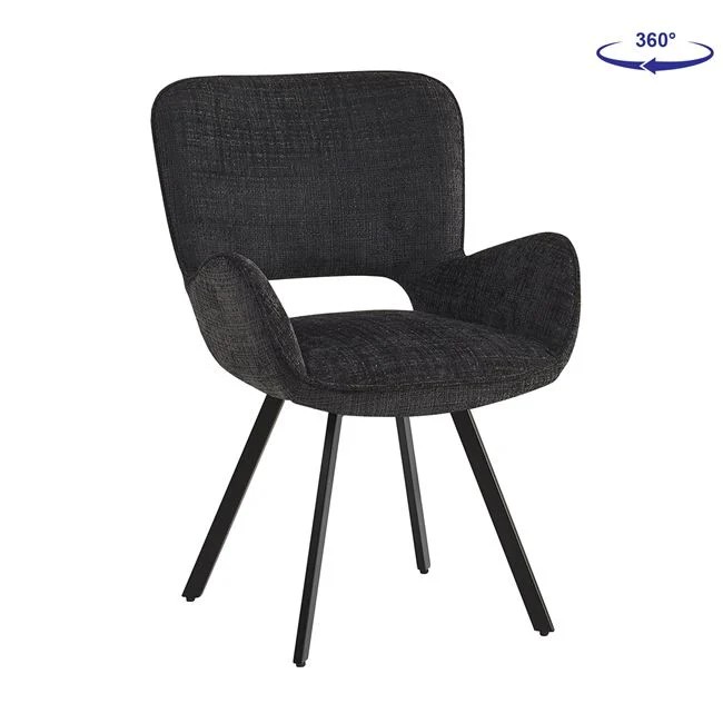 Πολυθρόνα περιστρεφόμενη "VETA" από μέταλλο/ύφασμα σε μαύρο χρώμα 58x58x84