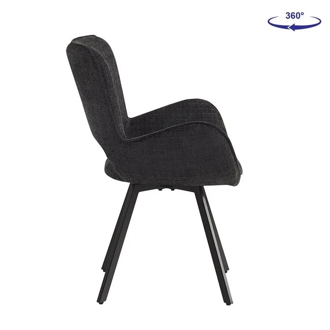 Πολυθρόνα περιστρεφόμενη "VETA" από μέταλλο/ύφασμα σε μαύρο/καφέ χρώμα 58x58x84