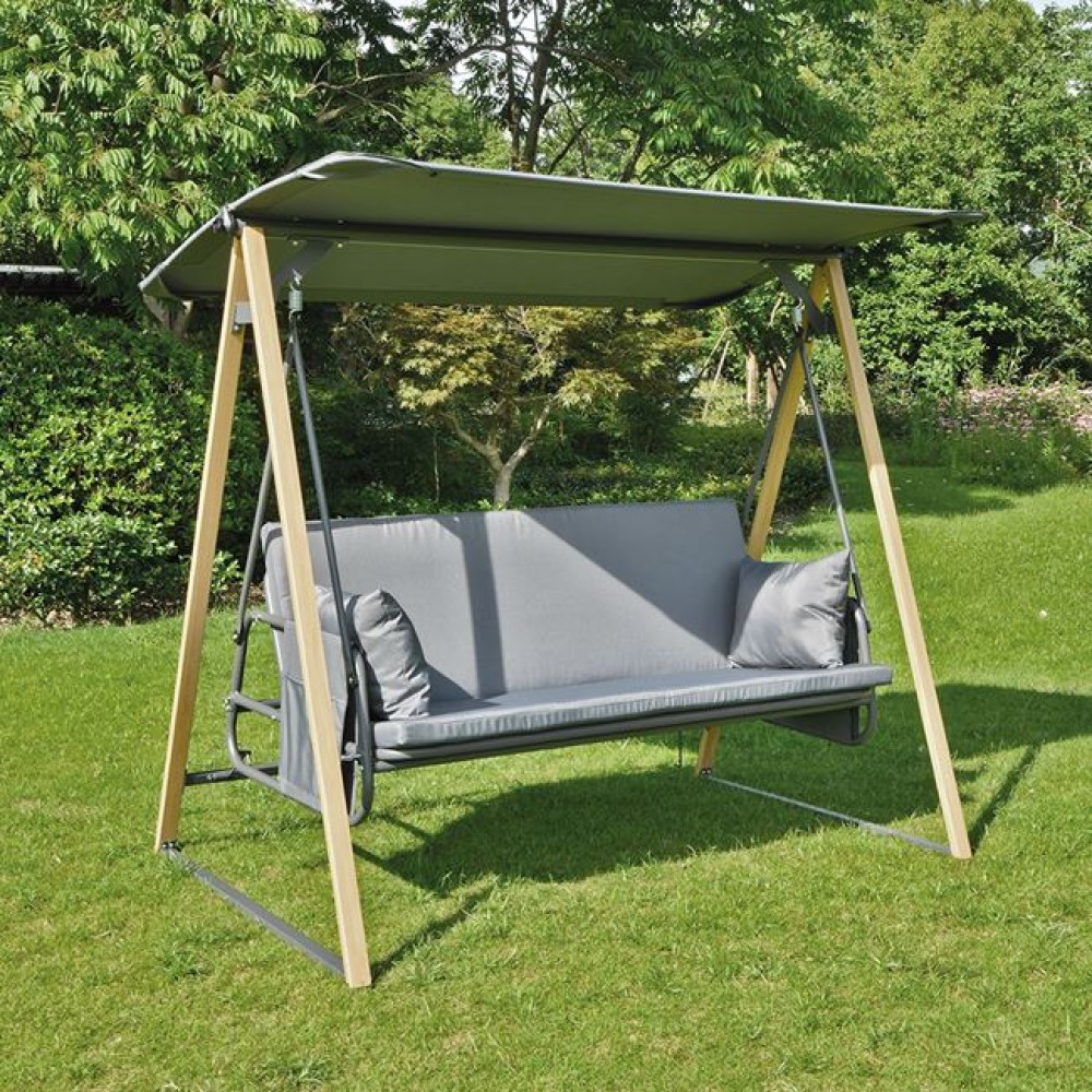 Κούνια-κρεβάτι "SURF" απο μέταλλο/ύφασμα σε φυσικό/γκρι χρώμα 202x122x172