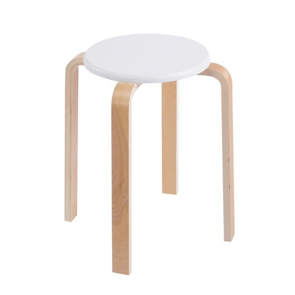 Σκαμπώ βοηθητικό "HAMILTON-W" από σημύδα/MDF σε χρώμα φυσικό/άσπρο Φ29x45