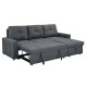 Γωνιακός καναπές-κρεβάτι "MONTREAL-S" αναστρέψιμος από ύφασμα σε ανθρακί χρώμα  215x150x70x89