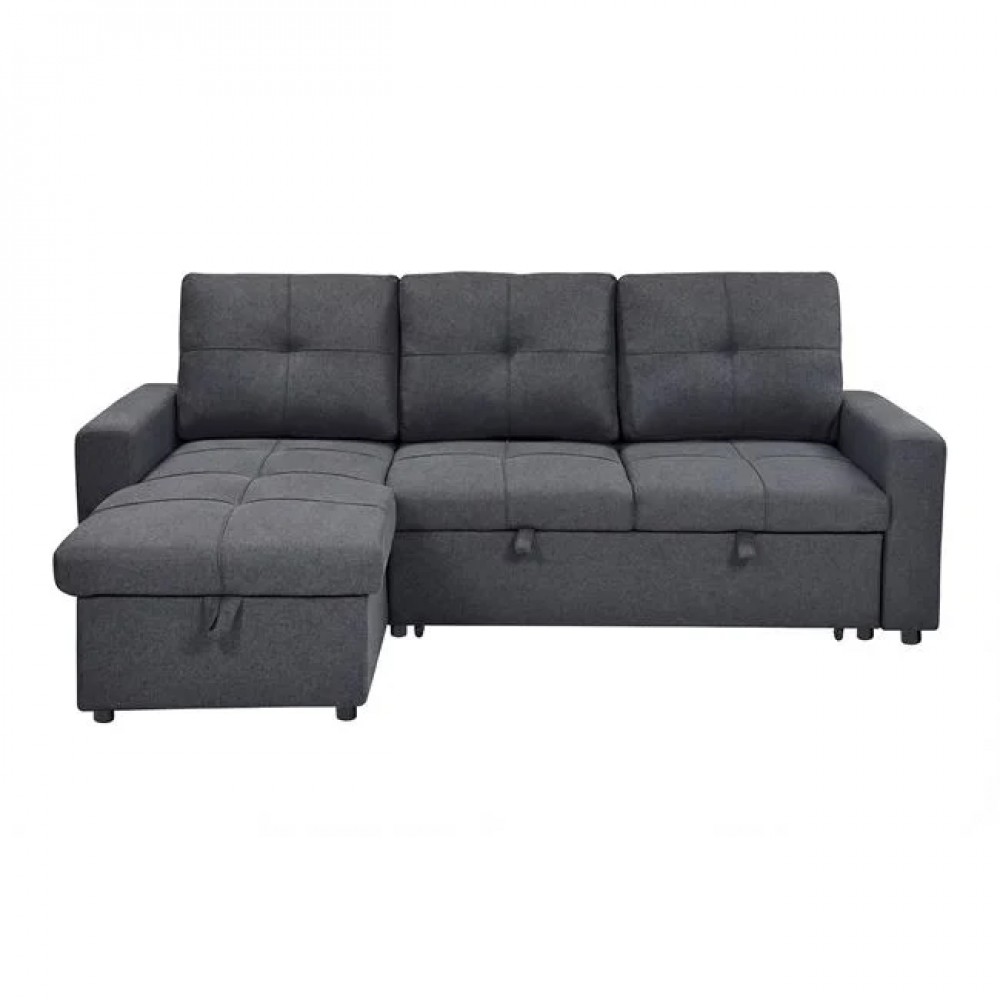 Γωνιακός καναπές-κρεβάτι "MONTREAL-S" αναστρέψιμος από ύφασμα σε ανθρακί χρώμα  215x150x70x89