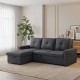 Γωνιακός καναπές-κρεβάτι "MONTREAL-S" αναστρέψιμος από ύφασμα σε ανθρακί χρώμα  215x150x70x89
