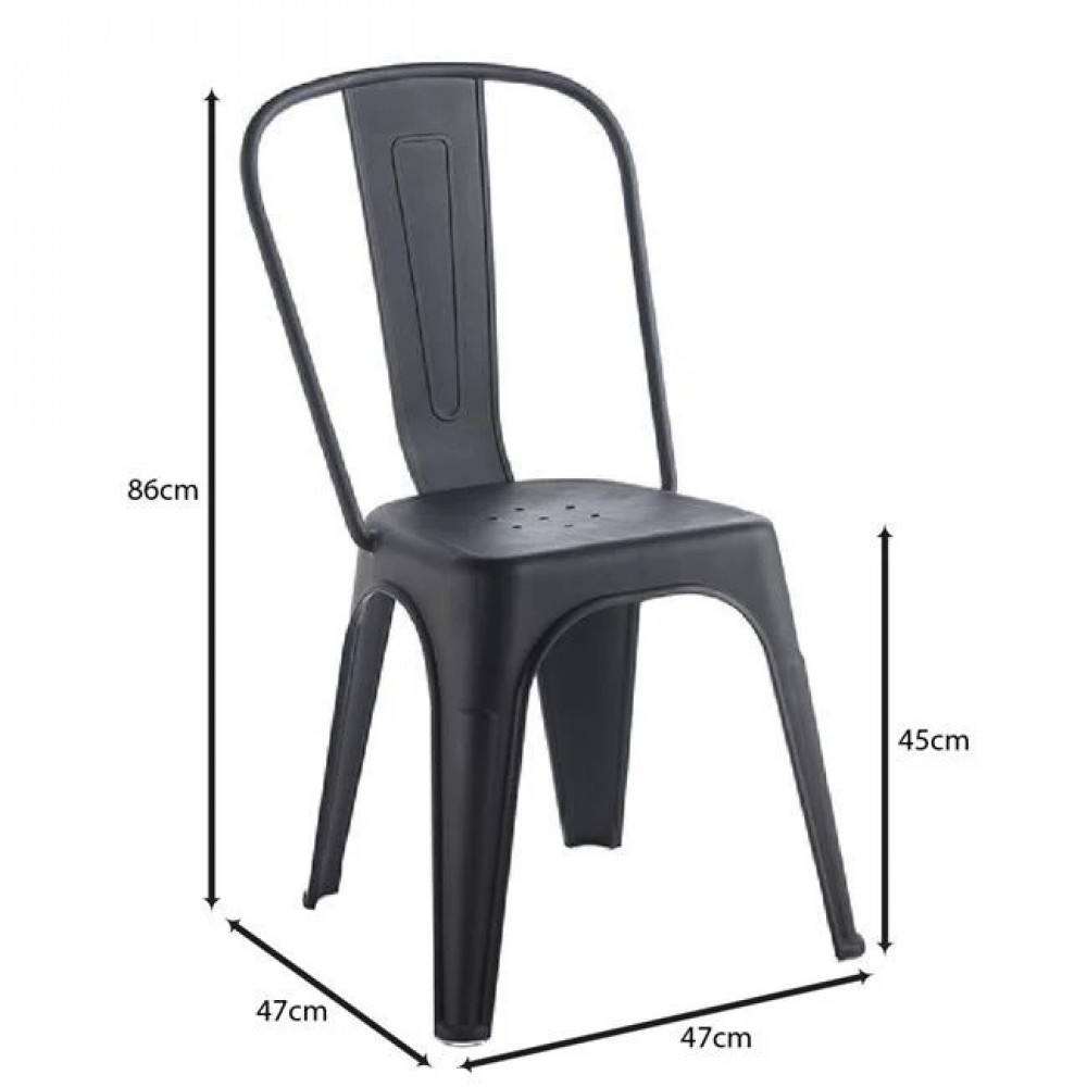 Καρέκλα "RELIX PP" απο PP σε μαύρο χρώμα 47x47x86