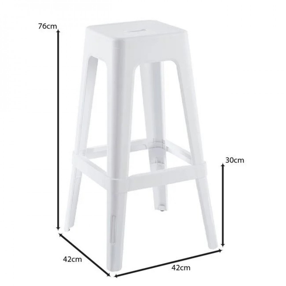 Σκαμπώ μπαρ "RELIX PP" απο PP σε άσπρο χρώμα 42x42x76