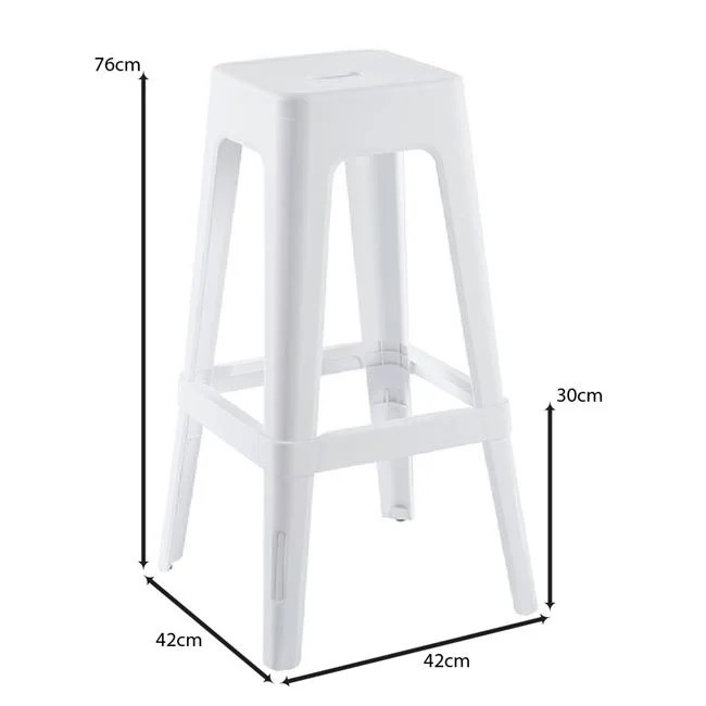 Σκαμπώ μπαρ "RELIX PP" απο PP σε άσπρο χρώμα 42x42x76