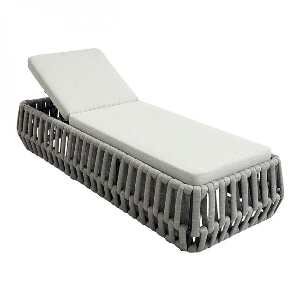 Ξαπλώστρα "MAJORCA" απο αλουμίνιο/ύφασμα σε ανοιχτό γκρι 75x195x42