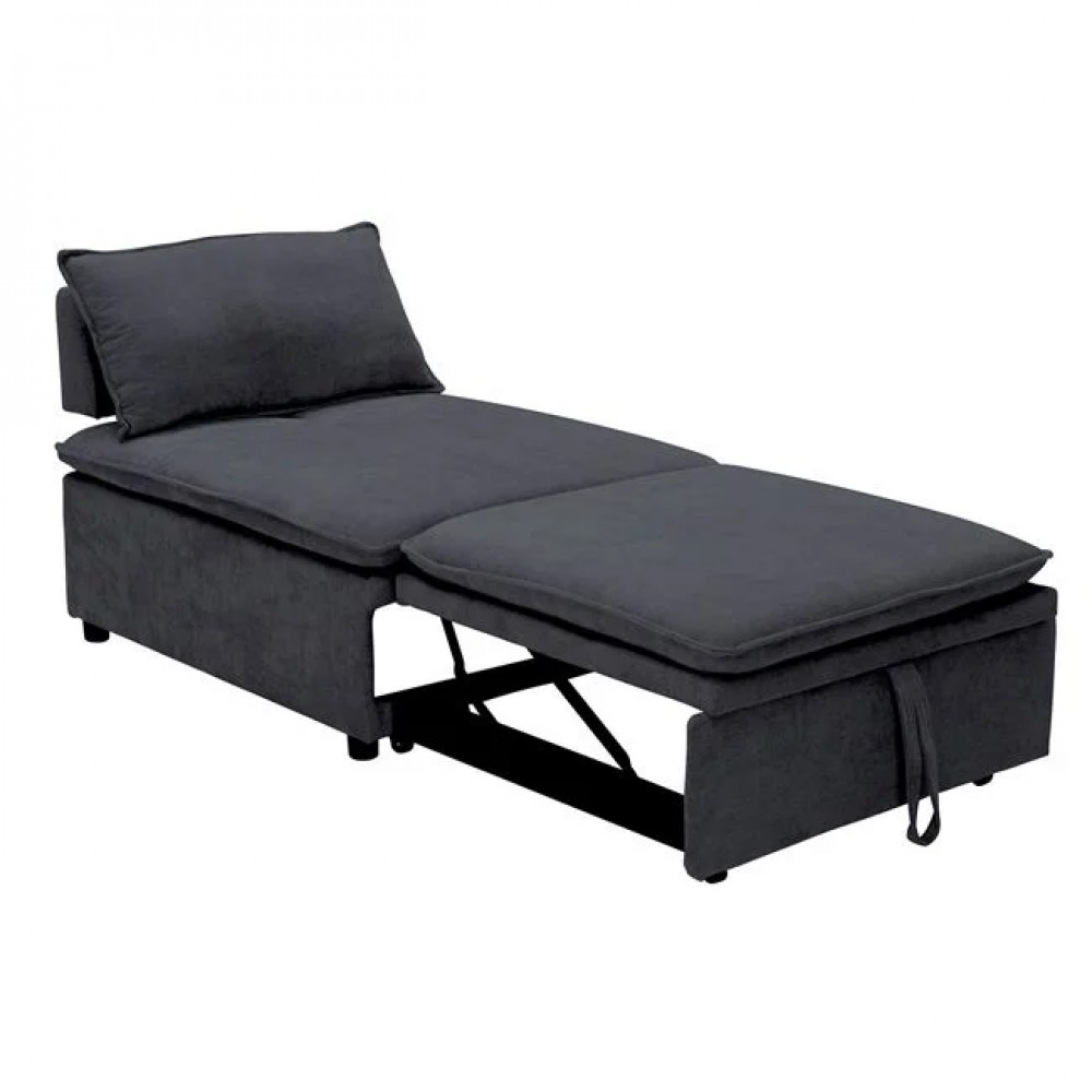 Πολυθρόνα-κρεβάτι "FRANNIE" από ύφασμα σε χρώμα σκούρο γκρι 94x114x45/94x194x45