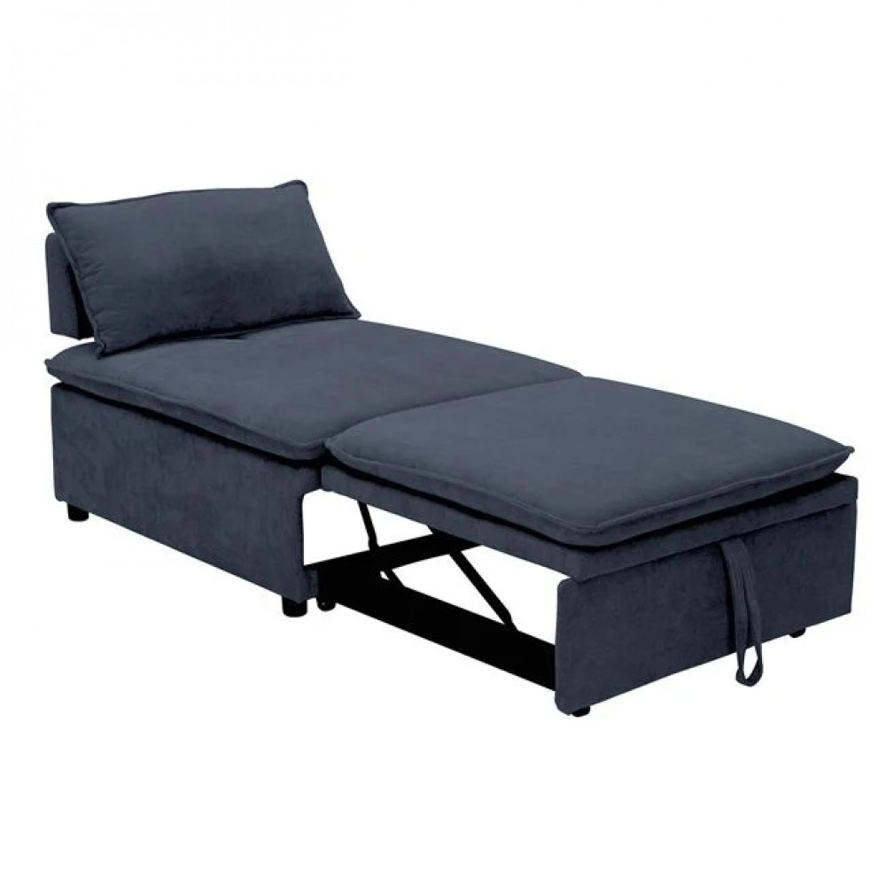 Πολυθρόνα-κρεβάτι "FRANNIE" από ύφασμα σε χρώμα γκρι/μπλε  94x114x45/94x194x45