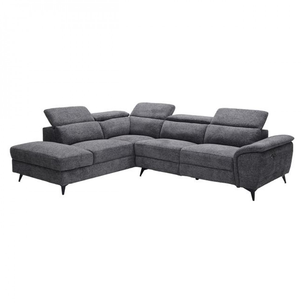 Καναπές-relax  δεξία γωνία "ROMEO" από ύφασμα σε χρώμα γκρι 284x224x76