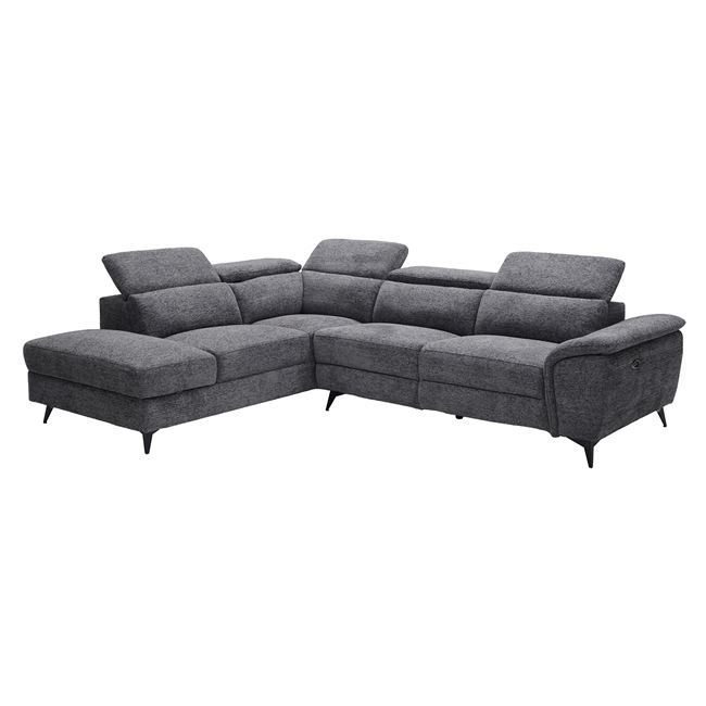 Καναπές-relax  δεξία γωνία "ROMEO" από ύφασμα σε χρώμα γκρι 284x224x76