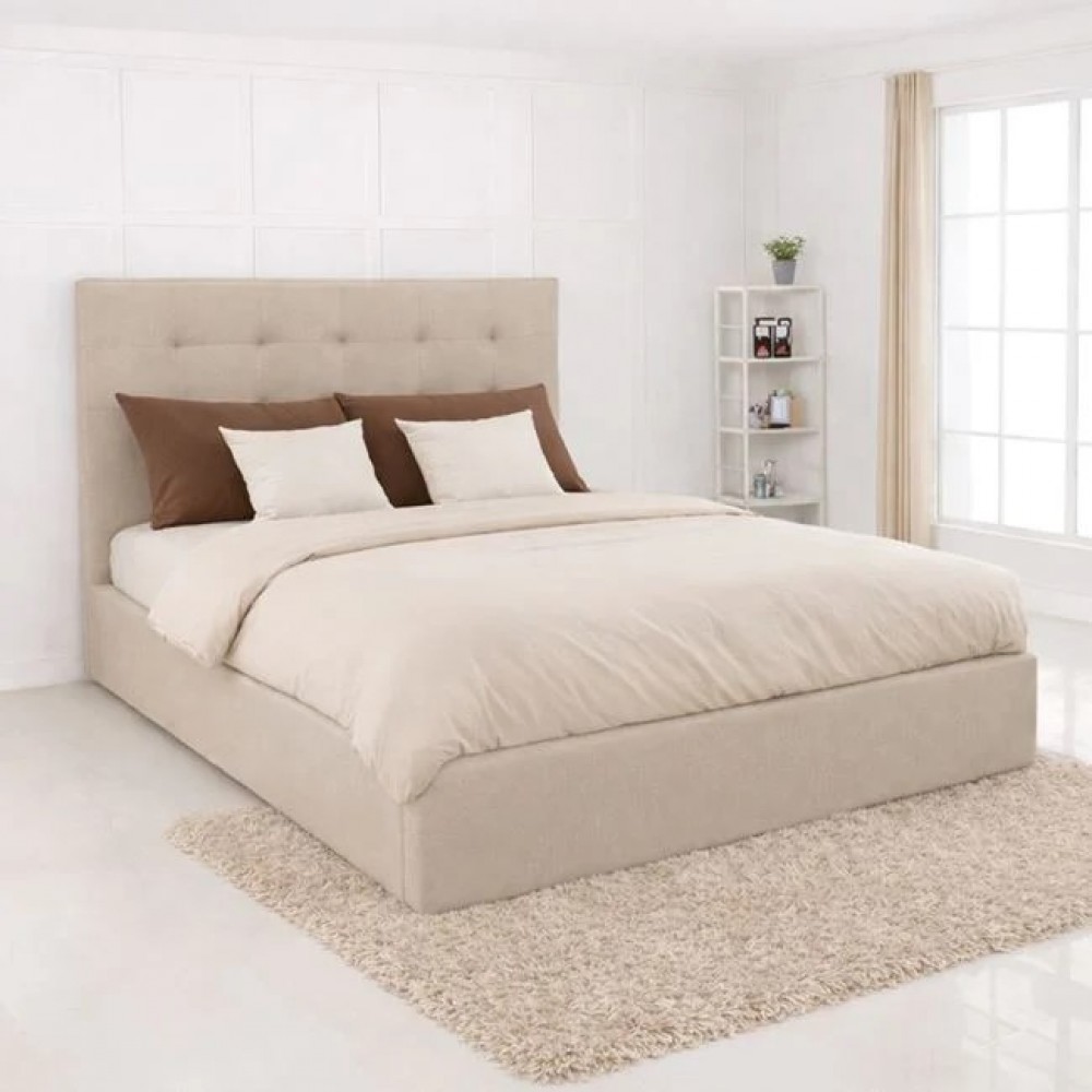 Κρεβάτι διπλό "DOLCE" απο ύφασμα σε χρώμα μπεζ 160x200