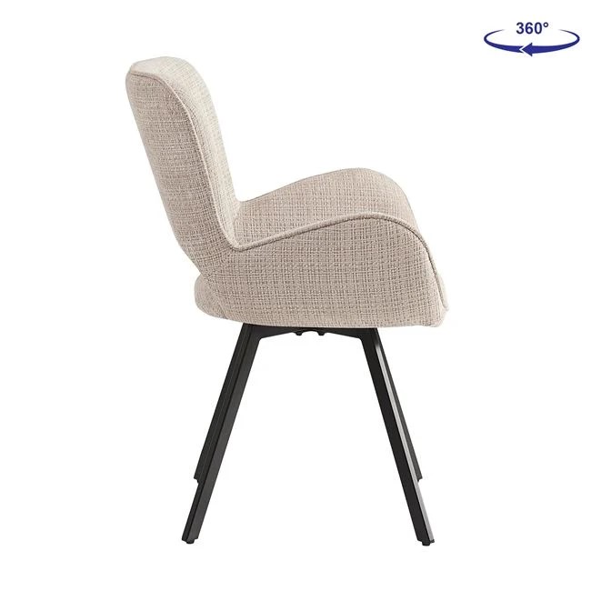Πολυθρόνα περιστρεφόμενη "VETA" από μέταλλο/ύφασμα σε μαύρο/μπεζ χρώμα 58x58x84