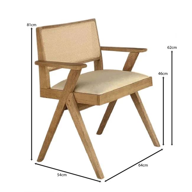 Πολυθρόνα τραπεζαρίας "MEMORY" απο ξύλο/PU σε χρώμα φυσικό/μπεζ 64x54x81