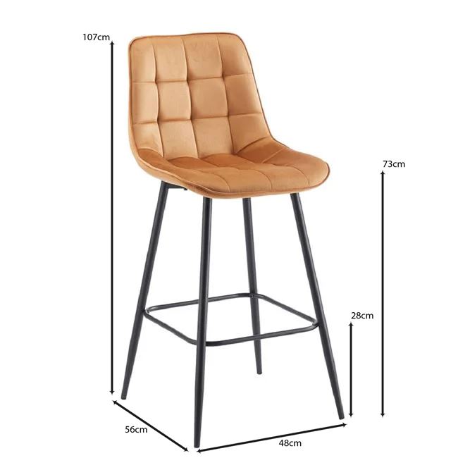 Σκαμπό μπαρ "MYRIAM" απο μέταλλο/ύφασμα σε χρώμα μαύρο/camel 48x56x73