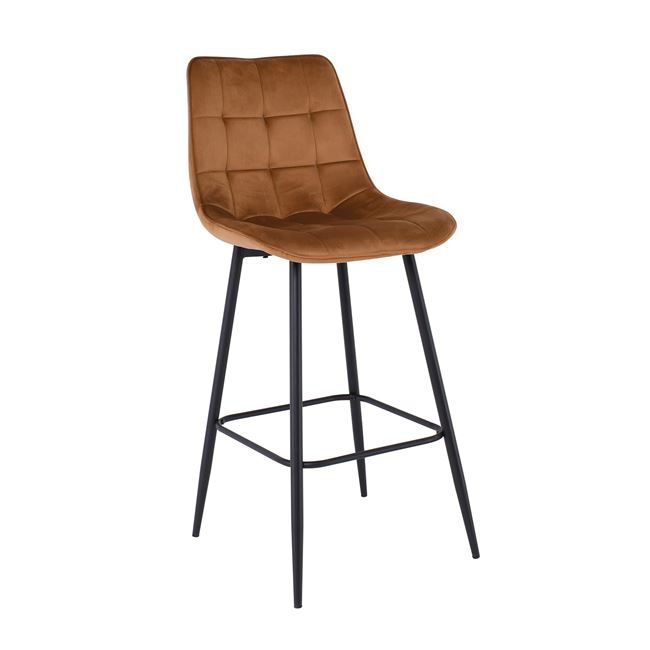 Σκαμπό μπαρ "MYRIAM" απο μέταλλο/ύφασμα σε χρώμα μαύρο/camel 48x56x73