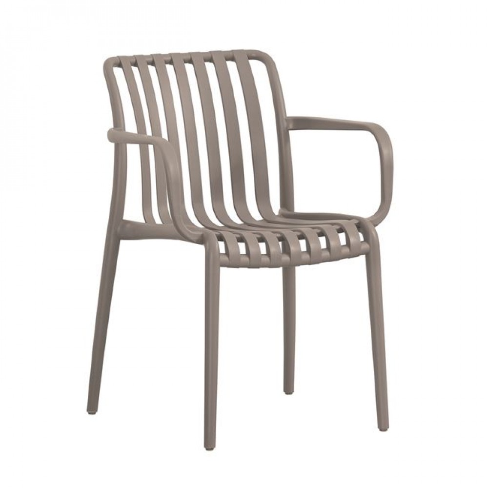 Πολυθρόνα στοιβαζόμενη "MODA-H" από pp σε χρώμα μόκα 54x57x80