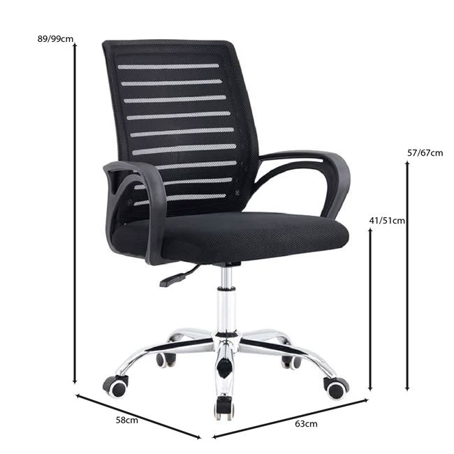 Πολυθρόνα γραφείου "BF2140" από ύφασμα mesh σε μαύρο χρώμα 63x58x89/99