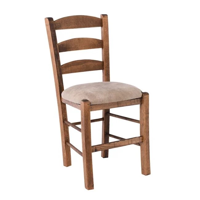 Καρέκλα "ΣΚΥΡΟΣ" απο ξύλο/ύφασμα σε χρώμα καρυδί/suede μπεζ 41x43x89