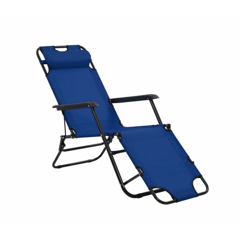 Ξαπλώστρα-καρέκλα μεταλλική σε μπλε χρώμα 163x60x80