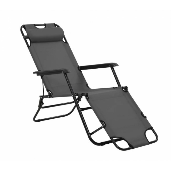 Ξαπλώστρα-καρέκλα μεταλλική σε γκρι χρώμα 163x60x80