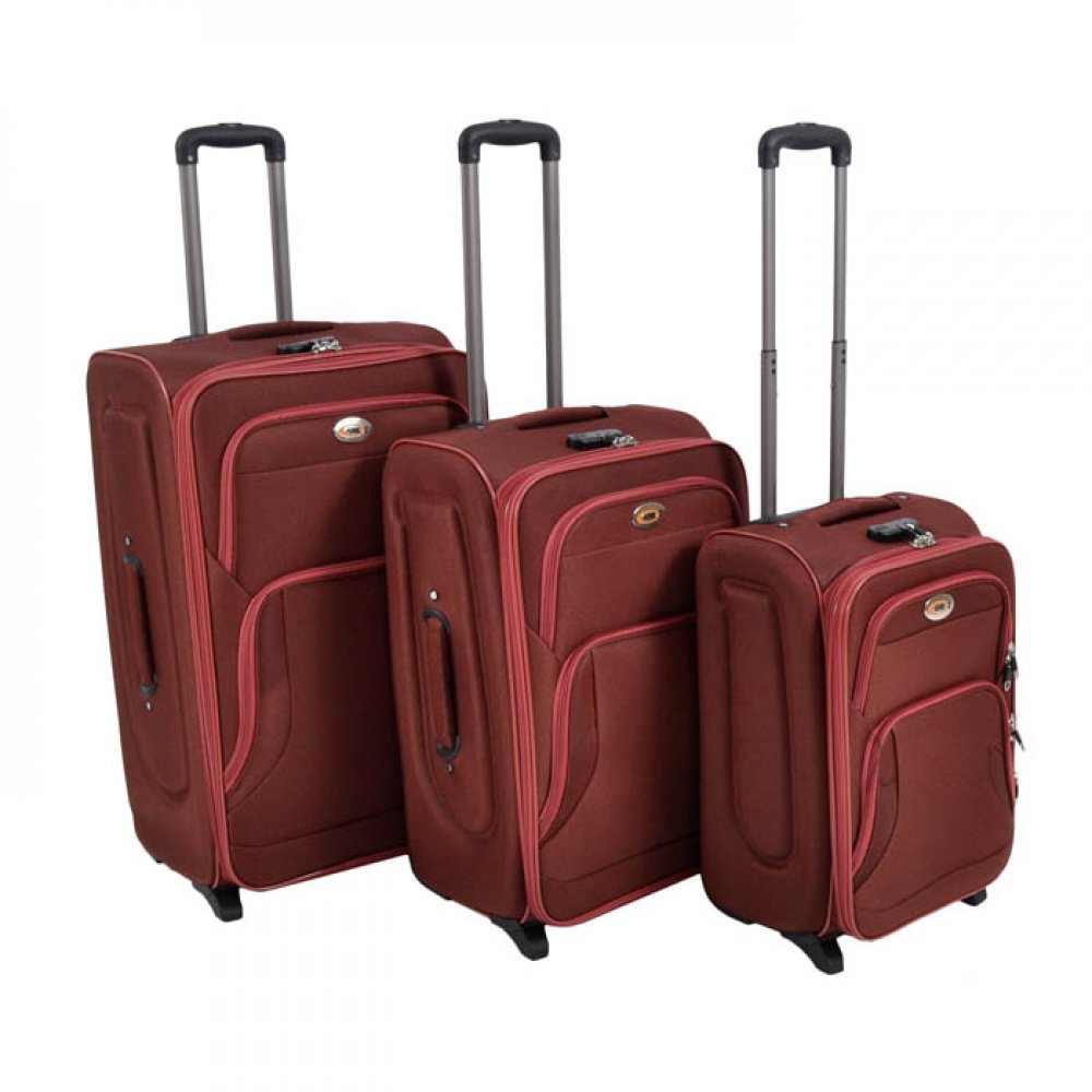 Σετ βαλίτσες 3 τεμαχίων με κλειδαριά ασφαλείας σε χρώμα μπορντό 46x32x70