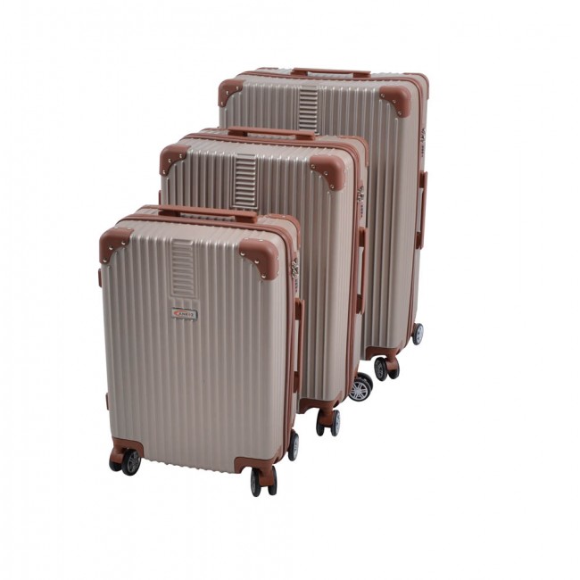 Σετ βαλίτσες 3 τεμαχίων τρόλεϊ σε χρώμα σαμπανιζέ 28,50x46x70