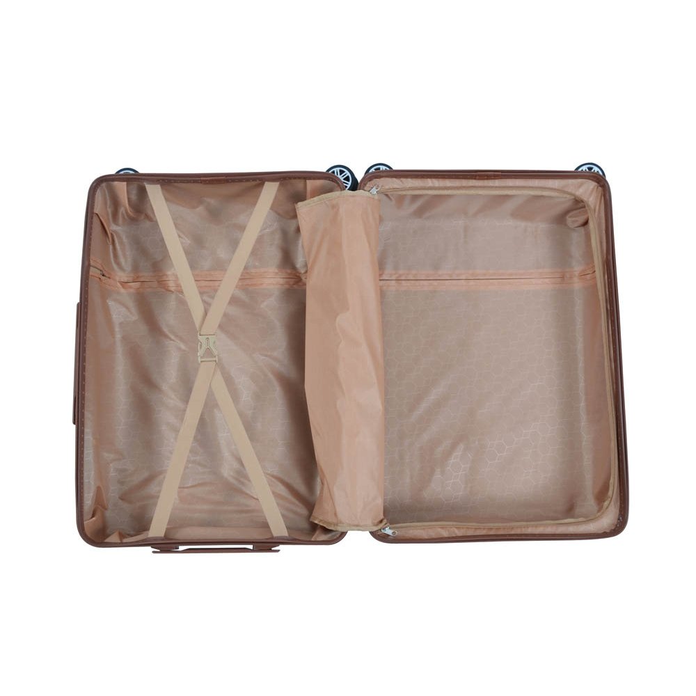 Σετ βαλίτσες 3 τεμαχίων τρόλεϊ σε χρώμα σαμπανιζέ 28.50x46x70